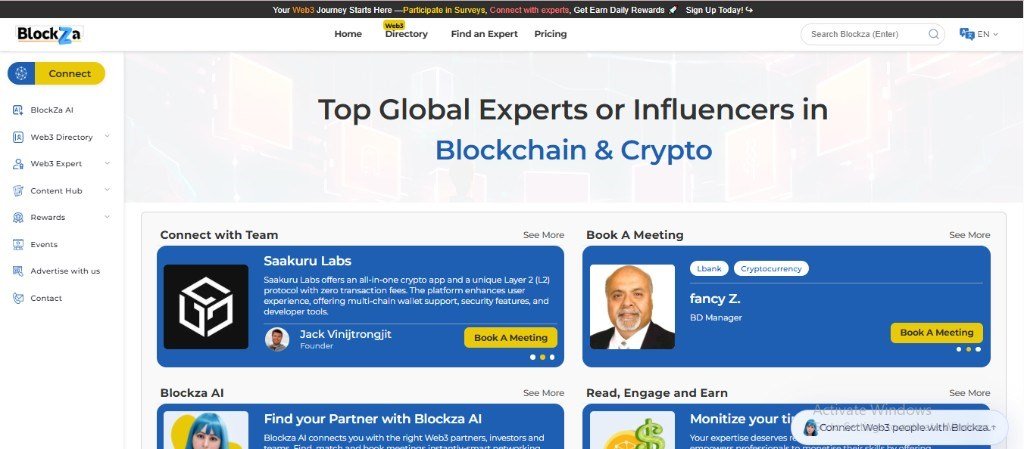 Blockza — Web3 Directory & AI Expert Platform screenshot